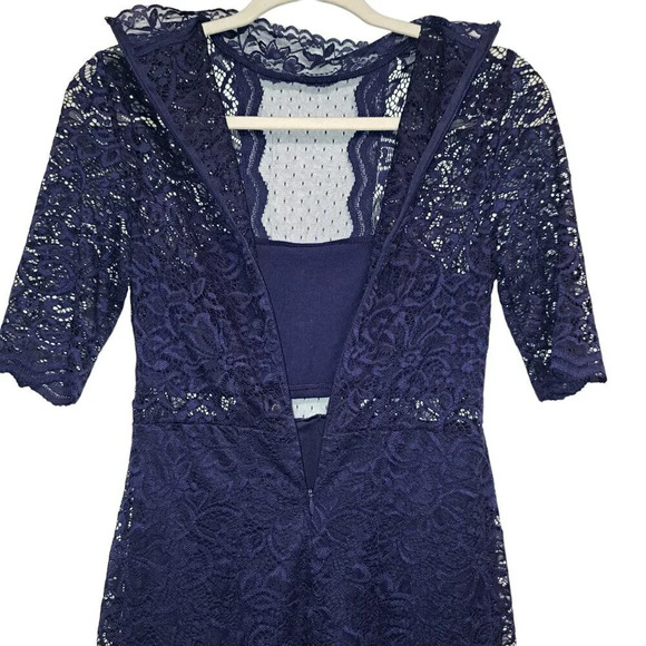 Express Design Studio Dark Navy Blue Trim Lace Dress - Womens Size 2 - Picture 6 of 16